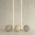 Circular Base Components On Light Wall With Textured Tiles And Central Light Strip 3d model