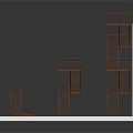 Detailed Architectural Staircases Model Featuring Metal Handrails On White Wall