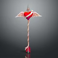 Magical Fantasy Staff Featuring Red Heart Angel Wings Wizard Hat And Striped Pole Arrow