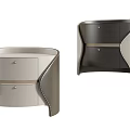 Modern Elegant Bedside Table With Curved Design And Leather Drawer Panels 3d model