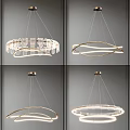 Modern Chandelier Lighting Designs With Circular Curved Metal Frames And Glass Elements 3d model