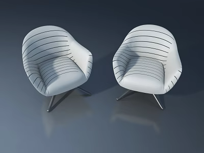 Two Modern Landscape Sculpture Chairs With White Striped Design And Metal Legs 3d model