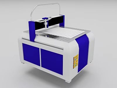 Modern White And Blue Reception Desk With Cabinet And Top Frame Structure 3d model