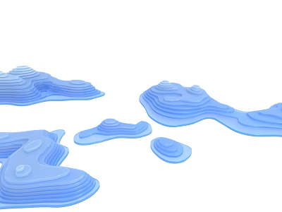 Abstract Blue Wavy Layered Three Dimensional Modern Decorative Art Model Structures 3d model