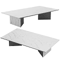 Modern Marble Table Design With White Rectangular Top And Dark Stone Legs 3d model