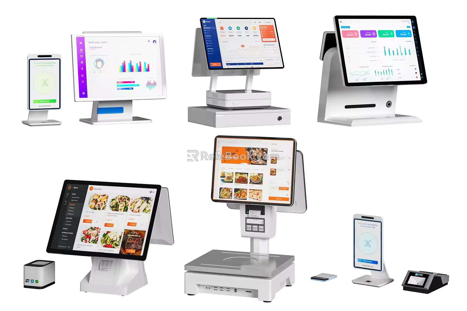 Modern cash register scanner combination cash register brush face electronic scale scan code convenience store 3d model