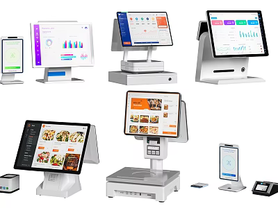Modern Commercial Equipment Including Touchscreen POS Systems Cash Registers And Smart Retail Displays 3d model