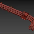 Structural Design Of Industrial Pipes With White Green Sections Red White Stripes And Black Connectors