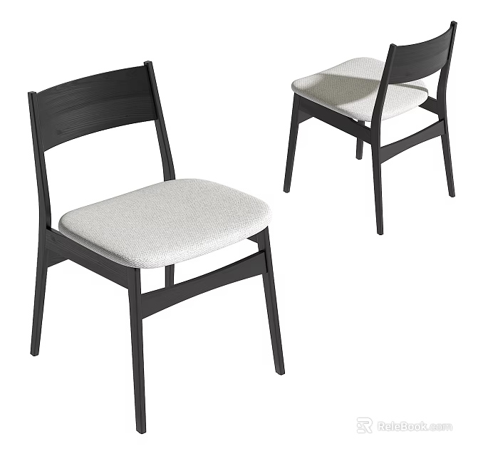 Sleek Modern Dining Chairs With Black Frame And Light Gray Cushion Design 3d model