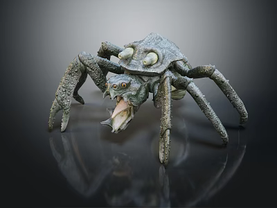 Fantasy Character Detailed Mythical Crab Creature Sculpture Model With Textured Body 3d model