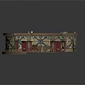 Circular Building Interior With Wooden Floor Decorative Patterned Walls And Furniture Rugs