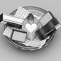 Relaxing Decorative Ornament Set With Glass Bottle Heart Label White Bowl And Packaging Boxes
