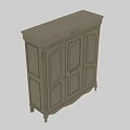 Vintage Light Wood Cabinet With Carved Doors And Bottom Drawer Design
