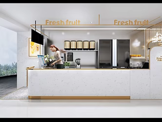 Light Luxury Milk Tea Shop Milk Tea Fruit Tea Shop Stainless Steel Bar Chair Mirror 3d model