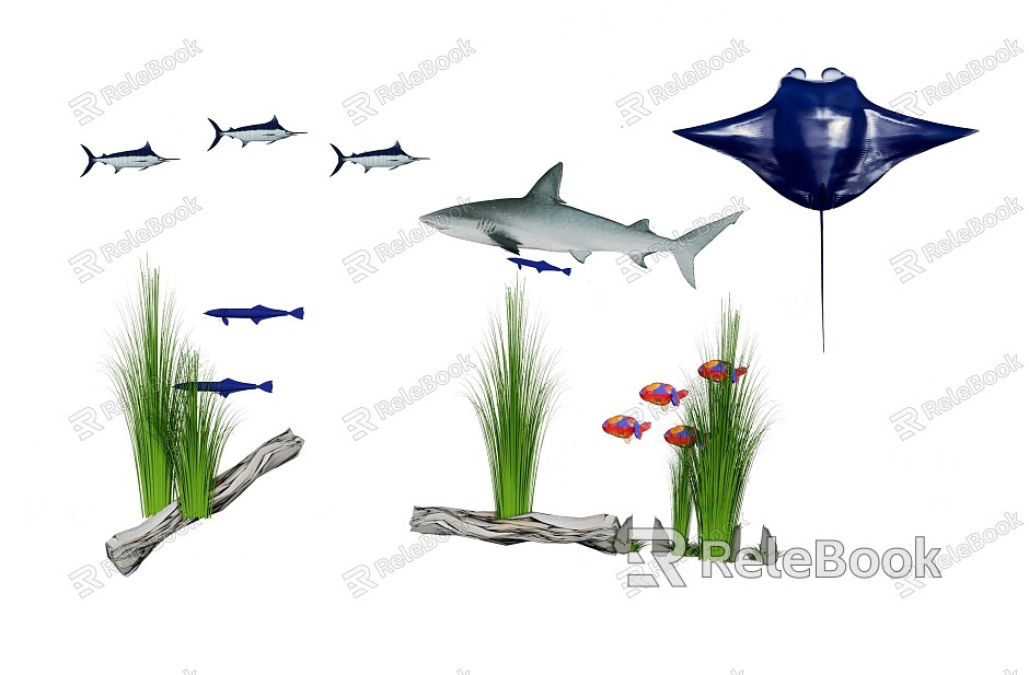 Modern Fish Fish Tank Tropical Fish Water Grass model