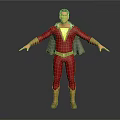 Male Superhero Character In Red Costume With Yellow Boots Belt And Gray Cape