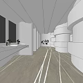 Modern Public Restroom Interior With Washbasins Mirrors And Green Plants Design