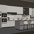 Modern Kitchen Interior Design With Island Counter Cabinets Appliances And Bar Stools