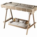 Outdoor Wooden Swing Chair with Canopy and Comfortable Cushions for Leisure Relaxation in Garden