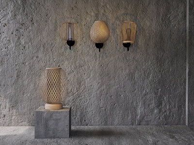 Combined rattan wall lamp model