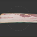Pork Bacon Meat With Colorful Label On Green Tray And Black Background