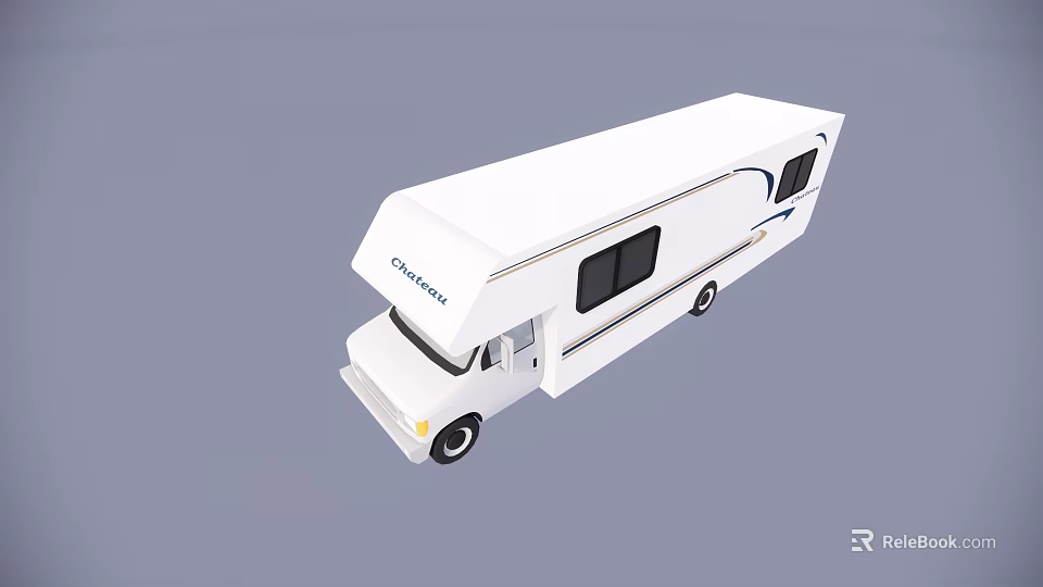 Functional RV With White Exterior Large Windows And Spacious Interior 3d model