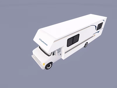 Functional RV With White Exterior Large Windows And Spacious Interior 3d model