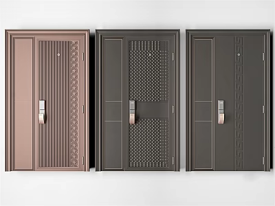 Modern security door single door 3d model