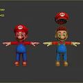 Super Mario Characters In Blue Overalls With Red Hats And Balancing Ball 3d model