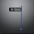 Blue Outdoor Digital Information Display Pole With Screen And Speaker Design 3d model