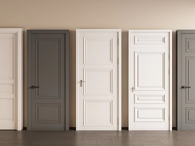 Showcasing Various Hinged Interior Doors with Different Colors and Panel Designs 3d model