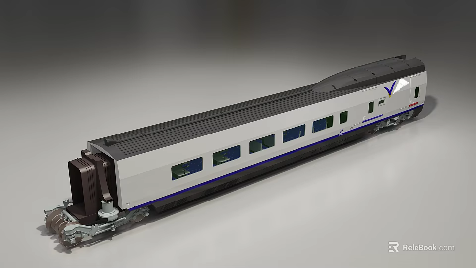 Scale Train Model Featuring Silver Exterior Black Roof And Windows 3d model
