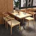 Warm Restaurant Interior Design With Wooden Walls Round Tables Chairs Large Windows And Green Plants