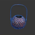 Red Bamboo Woven Basket With Handle And Hollow Design For Daily Use
