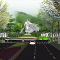 Well Designed Road Infrastructure With Lanes Arrow Markings Green Belts And Trees