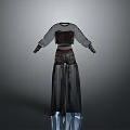 Elegant Women's Clothing Set With Long Sleeves Mesh Skirt And Decorative Patterns