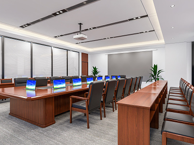 Modern conference room conference table chair projection model