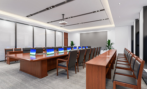 Modern conference room conference table chair projection 3d model