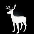 Modern White Deer Decorative Statue With Antlers Against Black Background