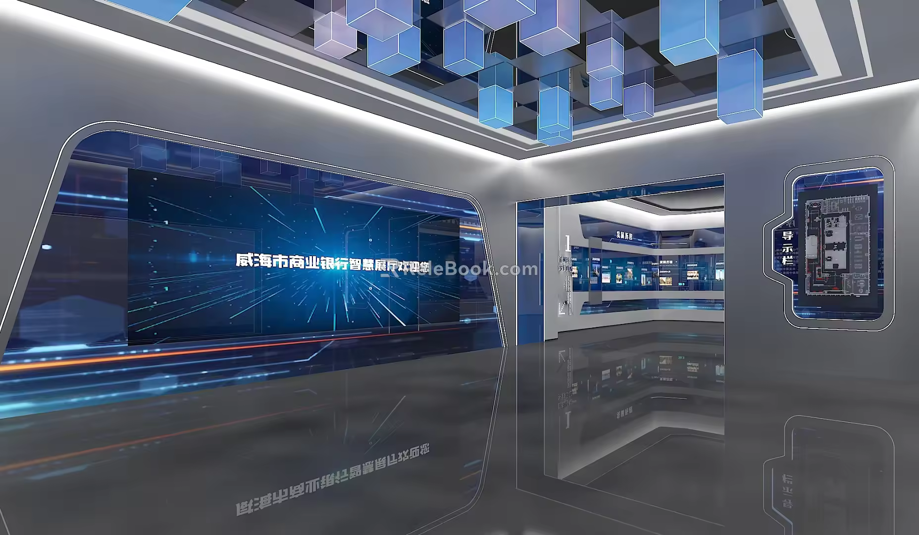 Technology Enterprise Exhibition Hall Slide Screen Display Desk Honor Wall LED Splicing Large Screen 3d model