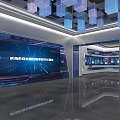 Technology Enterprise Exhibition Hall Slide Screen Display Desk Honor Wall LED Splicing Large Screen 3d model