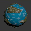Detailed 3D Earth Model With Blue Ocean Brown Land And Shiny Reflective Surface