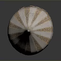 Copper Colored Textured Weapon with Conical Shape Wide Base and Pointed Top on Reflective Surface