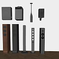 Modern Floor Standing and Bookshelf Audio Speakers with Wooden Black Design and Sleek Finish