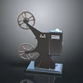 Vintage Film Projector Featuring Large Film Reels Black Body And Sturdy Base