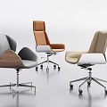 Stylish Modern Office Chairs Featuring Three Different Designs Wooden Armrests And Rolling Wheels