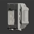 Futuristic Space Door Frame Structure With White Mechanical Panels And Red Green Markers