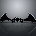 Black Bat Wing Shaped Weapon with Skull Decor and Reflective Metal Blade Design