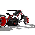 Custom Red And Black Motorcycle With Large Wheels And Unique Design