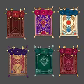 Colorful Decorative Carpets With Ornate Patterns Multiple Colors And Tassel Trim